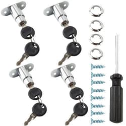 GXXMEI 4PCS Drawer Desk Wardrobe Cabinet Push Plunger Lock with 1pc Slotted Screwdriver, 3/4