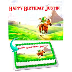 Cakecery The Legend of Zelda Edible Cake Image Topper Personalized Birthday Cake Banner 1/4 Sheet
