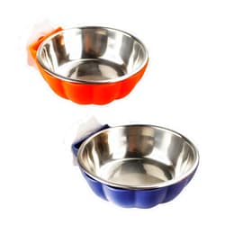 Fhiny Crate Dog Bowl, Removable Stainless Steel Pet Cage Bowl Hanging Food & Water Feeder Coop Cup for Cat, Puppy, Ferret, Birds, Guinea Pigs 2 Pack