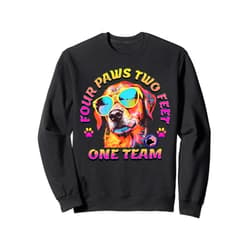 BizzyflyUSA Four Paws Two Feet Team Service Dog Assistance Guide Handler Sweatshirt
