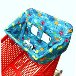 Brain Architect Child Portable Shopping Cart Cover, High Chair and Grocery Cart Covers for Babies, Kids, Infants & Toddlers, Attached Carry Bag (Blue Seaworld)