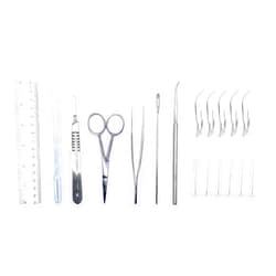 Generic 18 Piece Dissecting Kit Including Scissors, Forceps, Scalpel, and Probe in Disposable Plastic Bag for Anatomy Lab, Biology, Medical Students, and General Dissection
