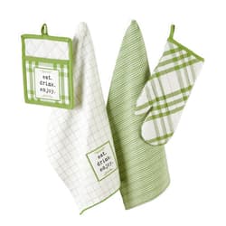 DII Home Sweet Farmhouse Kitchen Collection, Potholder/Oven Mitt/Dishtowel Set, Antique Green, 4 Count