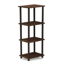 FURINNO Turn-N-Tube Shelf, 3 Space, Walnut/Brown