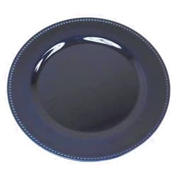 BalsaCircle 24 pcs 13-Inch Navy Blue Crystal Beaded Round Charger Plates | Serving Dinnerware Set for Wedding Reception Event Catering Decorations Bulk Supplies