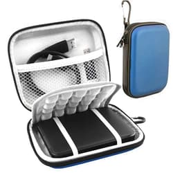 Lacdo Hard Drive Carrying Case for Western Digital WD Elements/WD My Passport/WD My Passport Ultra Portable External Hard Drive HDD 1TB 2TB 4TB 5TB 6TB USB 3.0 Protective Storage Travel Bag, Blue