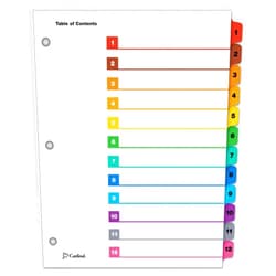 Office Realm Cardinal 61218 Traditional OneStep Index System, 12-Tab, 1-12, Letter, Multicolor, 12/Set