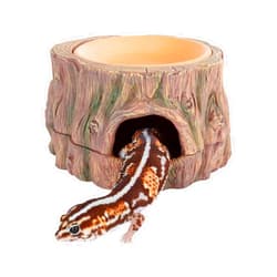 CAVACHEW 3 in 1 Reptile Hide Cave with Detachable Base & Humidity Dish, Essential Tank Terrarium Decor Humid Hideout Accessories for Small Reptiles Crested Gecko, Leopard Gecko, Lizard, Snake, Crabs