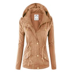 Made By Johnny Women's Casual Military Anorak Jacket Safari Utility - Lightweight Detachable Hoodie