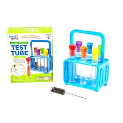hand2mind Starter Science Lab - Flat Bottom Test Tubes with Lids, Six Tube Rack for Kids Experiments