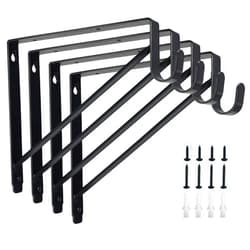 Kunzye 4 Pack Heavy Duty Closet Shelf & Rod Brackets,Closet Rod Bracket,Shelf Brackets Clothes,Closet Shelves Bracket with Rod Shelving Support,with Screws Black