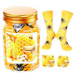 Glitopper Funny Bee Socks in a Jar 12oz Honey Jar with Yellow Novelty Socks Gifts Bees Theme Sock Gift for Women Beekeeper Lover for Birthday Party Favors World Bee Day Wedding Honeycomb Gift