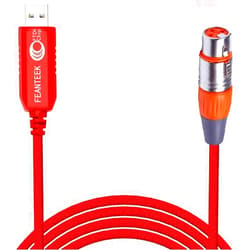 Feanteek USB to DMX Adapter RS485 Converter 3PIN XLR Female DMX512 Freestyler Software PC Control Dimmer Cable with FTDI Chip Support Win10 Mac OS (5 Meters)