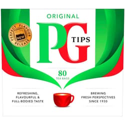PG Tips Black Tea Bags Non-Pyramid, 80 Count (Pack of 1)