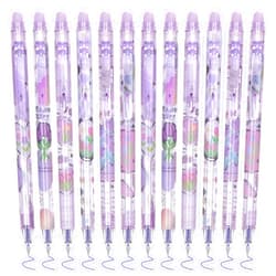 Temiary 12Pcs Cute Erasable Gel Pens, Make Mistakes Disappear, 0.5mm Fine Point Smooth Writing for Planner Puzzles, Blue Ink No Smudge for School Office Supplies (Purple)