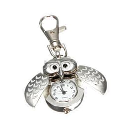ODETOJOY Flip Open Owl Keychain Watch Pendant Tortoise Car Heilicopter Pocket Watch with Key Ring