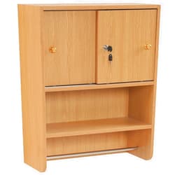 BarberPub Wall Mounted Styling Station Storage Cabinet with Sliding Doors Salon Beauty Spa Equipment for Barber Salon 2204 (Oak)