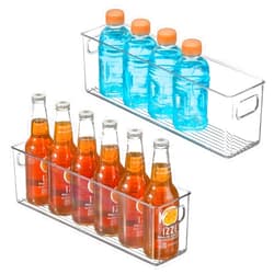 mDesign Plastic Kitchen Organizer - Storage Holder Bin with Handles for Pantry, Cupboard, Cabinet, Fridge/Freezer, Shelves, and Counter - Holds Canned Food, Snacks - 2 Pack - Clear