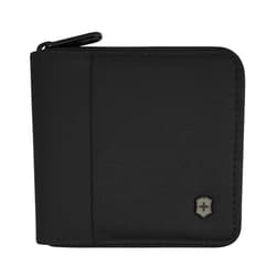 Victorinox Travel Essentials, Zip-Around Wallet, RFID Wallet with Bill Compartment, Card Slots, ID Window and Coin Pocket - Black