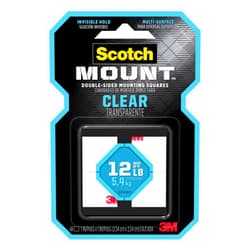 3M Clear Scotch-Mount Double-Sided Mounting Tape, Strips & Squares: 1 in x 1 in. (Clear) / 48-Squares