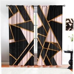 SRHMYWGY Modern Cute Girls Room Curtains, Pink and Black Blackout Curtains, Abstract Geometric Splicing Home Soundproof Curtains, Pattern Clear for Living Room Bedroom Kitchen Dining Room-W55xL63in