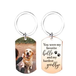 Funnylife Personalized Dog Memorial Photo Keychain Stainless Steel Custom Pet Memory Keychain Loss of Dog Sympathy Gifts