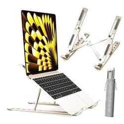 ivoler Laptop Stand, Laptop Holder Riser Computer Tablet Stand, 6 Angles Adjustable Aluminum Ergonomic Foldable Portable Desktop Holder Compatible with MacBook,iPad, HP, Dell10-15.6” Starlight