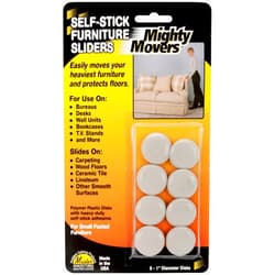 Restor-It 87002 1-Inch Round Mighty Movers Self-Stick Furniture Sliders, 8-Pack
