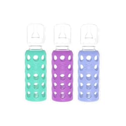Lifefactory Glass Baby Bottles with Silicone Protection - 3-PACK, 9 Ounce Bottles, (1- Kale, 1- Grape & 1- Blueberry)