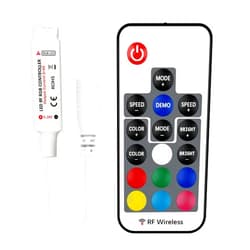 Ruirui 17-Key RF Wireless Remote Control DC 5V-24V 12A RGB LED Controller with Dimmer for 5050 3528 5630 LED Strip Lights Mini 4-Pin Light Controller