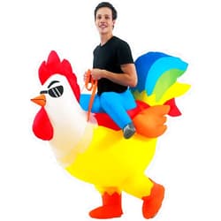 KOOY Inflatable Costume Adult, Riding Chicken Costume for Men/Women, Blow up Ride on Rooster, Funny Halloween Costumes Adult Christmas Holiday Party Suit