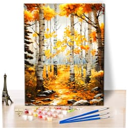 TUMOVO Paint by Number for Adults Forest Paint by Numbers Birch Adult Paint by Number Kits Autumn Painting by Numbers for DIY Painting Kit Adults Paint by Number Canvas Arts Craft, 16 x20 Inch