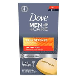 DOVE MEN + CARE Dove Men+Care Soap Bar For Smooth, Hydrate & Nourishing the Skin - Defense Effectively Washes Away Bacteria, Cream, 3.75 Oz, 6 Count