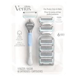 Gillette Venus for Pubic Hair and Skin, Women's Razor Handle + 6 Blade Refills, 1 Count (Pack of 1)