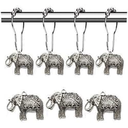 Aimoye Elephant Shower Curtain Hooks Rings - Misty Forest Shower Curtain Hooks Rust Proof, Chic Decorative Shower Curtain Hangers, Cute Nature Animal Vintage Theme Bathroom Decor