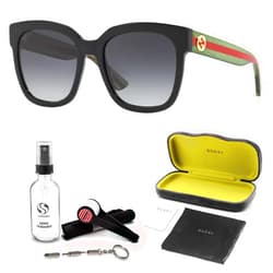 Gucci GG 0034SN Woman Sqaure Shape Sunglasses + Bundle with eSHADES Luxury Eyewear Kit