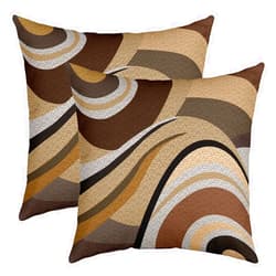 Feelyou Pack of 2 Geometric Decorative Throw Pillow Covers, Soft Stripe Line Brown Grey Square Cushion Case Set for Couch Sofa Bedroom Living Room, Modern Art Pillow Cases Pillowcases, 16x16 Inches