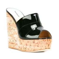 WETY Women's Wood Grain Wedge Sandals Stylish Eye-Catching Open Toe Rubber Retro Sky High