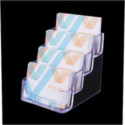 HSYMQ Desktop Clear Bussiness Card Holder Plastic Card Display Stand, 4 Tier Acrylic Card Holder, 1 Piece