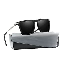 LEIMI Mens Polarized Sunglasses for Men Rectangular Driving Running Fishing Sun Glasses for Women UV400 Protection 01-black Frame / Black Lens 2.4 Inches