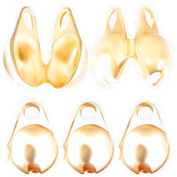 Beebeecraft 1 Box 300Pcs Bead Tips 18k Gold Plated Calotte Ends Open Clamshell Knot Covers Fold Over Bead Tips 1mm Small Hole End Caps for Knots Crimp Findings Crafts