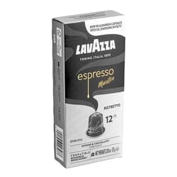 Lavazza Espresso Ristretto Dark Roast Arabica & Robusta Aluminum Capsules Compatible with Nespresso Original Machine, 10 Count, Intense and full bodied, dark crema, Intensity 12 of 13