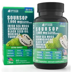 Vyxion Soursop Graviola Supplement with Sea Moss, Moringa, Turmeric, Black Seed Oil, Oregano, Ashwagandha | 20-in-One Herbal extracts for Overall Health-Enhancing | Vegan, Non-GMO | 60 Capsules