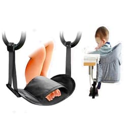 BUYBAR Baby Footrest Compatible with Inglesina Fast Table Chair, Adjustable Foot Rest for Clip-On Table Chair with Tray, Toddler Hook-On Portable Chair for Travel (Black-with Rabbit Ear)