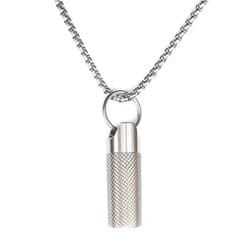 Haxtec Small Pill Box Titanium Pill Fob Necklace Nitro Mini Waterproof Pill Holder Lightweight Survival Case Keychain Pill Case Necklace for Men & Women Stocking Stuffers Christmas Gifts