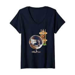 BizzyflyUSA Womens Retro Mid Century Modern MCM Eames Cat Lover Palm Springs V-Neck T-Shirt