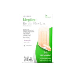 Mepilex Border Flex Lite 2 x 5in (5x12.5 cm) Hospital Grade Dressings for Minor Surgical Incisions, Abrasions and Blisters for up to Several Day Use