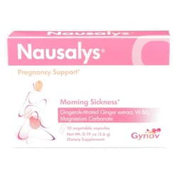 Gynov Nausalys Pregnancy Support Dietary Supplement Morning Sickness Ginger Extract, VIT B6 & Magnesium Carbonate - 10 Pink