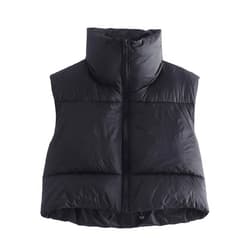 SUNSIOM Women/Girls Winter Crop Vest Lightweight Sleeveless Zip Up Stand Collar Puffer Down Vest Padded Gilet