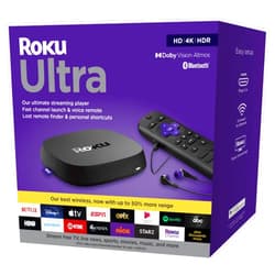 Roku Newest Roku Ultra 4K/Dolby Vision Streaming Media Player with Voice Remote, TV Controls, and Premium HDMI Cable - USB 3.0, Bluetooth, 802.11ac dual-band, MIMO wireless - Black - iPuzzle 4ft HDMI Cable